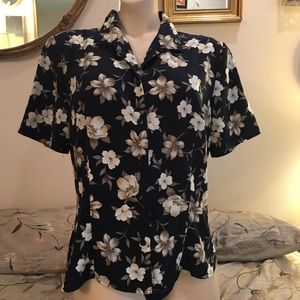 Navy, Grey and Cream Hawaiian shirt (petite)